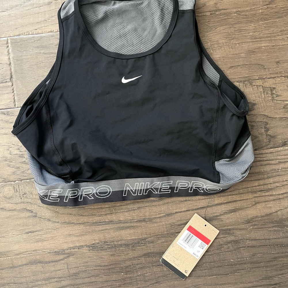 Nike Pro Dri-Fit Black and Gray Training Sports Bra NWT